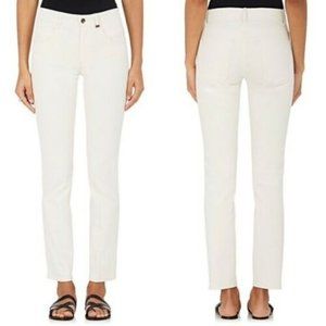 HELMUT LANG Ivory Creased Canvas Jeans Size 2 NEW